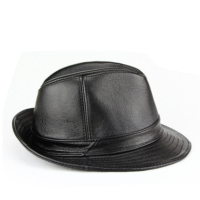 “Jazz” Head layer of real cowhide leather British gentleman jazz bowler hat
