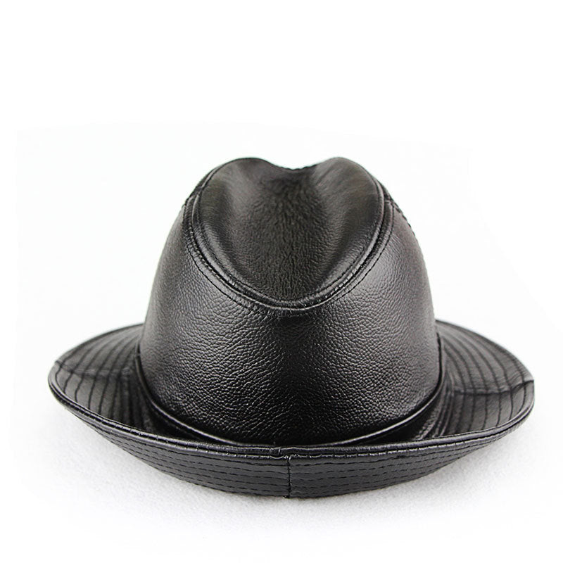 “Jazz” Head layer of real cowhide leather British gentleman jazz bowler hat