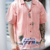 Retro Summer Beach Print Macho-pink Shirt