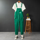 Retro Style Casual Multi-Pocket Overall Cargo Pants