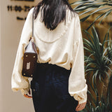 Casual Loose Jacquard V-neck Long Sleeve Shirt