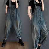 Retro Denim Big Pockets Jumpsuits Overalls