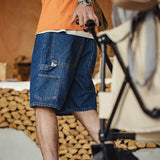 Retro Washed Denim Workwear Shorts