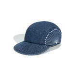 Retro Denim Embroidered Flip Hat Beret Adjustable Cap