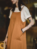 Retro Cargo Slip Dress in Brown