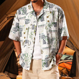 Retro Hawaiian Beach Loose Breathable Seersucker Shirt