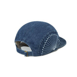 Retro Denim Embroidered Flip Hat Beret Adjustable Cap