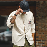 Retro Herringbone Twill White Shirts