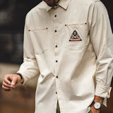 Retro Herringbone Twill White Shirts