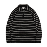 Retro Arrow Feather Knitted Striped Polo