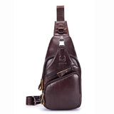 Bullcaptain Genuine Leather Retro Chest Bag Outdoor Leisure Daypack Crossbody Bag