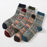 5 Pairs Men's Retro Ethnic Style Woolen Socks