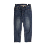 Retro Washed Denim Workwear Casual Pants