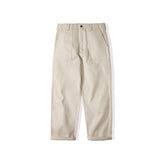 Retro Cotton Casual Denim Pants in Beige