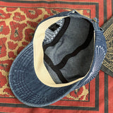 Retro Denim Embroidered Flip Hat Beret Adjustable Cap