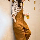 Vintage Casual Work Style Overalls In Khaki