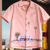 Retro Summer Beach Print Macho-pink Shirt