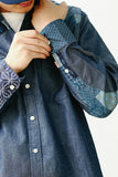 Retro Patchwork Printed Denim Shirts