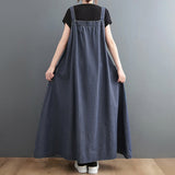 Retro Denim Big Pockets Overalls Dresses