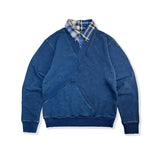 Indigo Dyed Stitches Decoration Sweatshirt