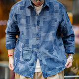 Retro Yarn-Dyed Denim Boro Shirts