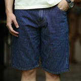 Vintage Slim Fit Denim Striped Casual Jeans Shorts