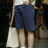 Vintage Slim Fit Denim Striped Casual Jeans Shorts