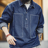 Retro Big Pocket Denim Work Shirt