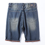 Vintage Slim Fit Denim Striped Casual Jeans Shorts