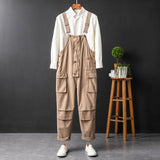 Retro Style Casual Multi-Pocket Overall Cargo Pants