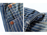 Vintage Slim Fit Denim Striped Casual Jeans Shorts