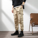 Retro Multi-pockets Elastic Waist Workwear Pant