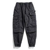 Retro Multi-pockets Elastic Waist Workwear Pant