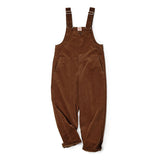 Retro Brown Corduroy Overalls Baggy Straight-leg One-piece Overall