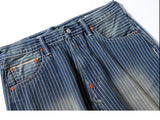 Vintage Slim Fit Denim Striped Casual Jeans Shorts