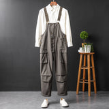 Retro Style Casual Multi-Pocket Overall Cargo Pants