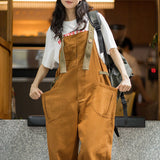 Vintage Casual Work Style Overalls In Khaki