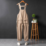 Retro Style Casual Multi-Pocket Overall Cargo Pants