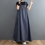 Retro Denim Big Pockets Overalls Dresses