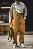 Vintage Casual Work Style Overalls In Khaki