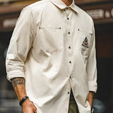 Retro Herringbone Twill White Shirts