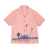 Retro Summer Beach Print Macho-pink Shirt