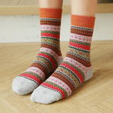 Women 5 Pairs Retro Ethnic Style Knitting Wool Socks