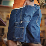 Retro Washed Denim Workwear Shorts