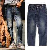 Retro Washed Denim Workwear Casual Pants