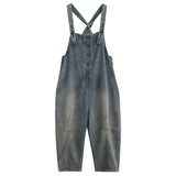 Retro Denim Big Pockets Jumpsuits Overalls