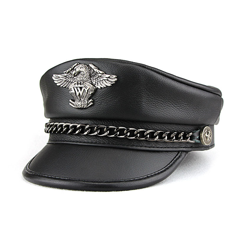 "S&A" Cowhide captain biker retro punk cap