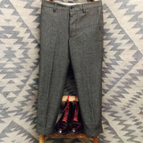 Large Size Retro Casual Stripe Herringbone Wool Pants