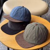 Retro Corduroy Flip Hat Beret Casual Cap Adjustable Hat