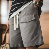 Retro Cotton Grey Casual Shorts